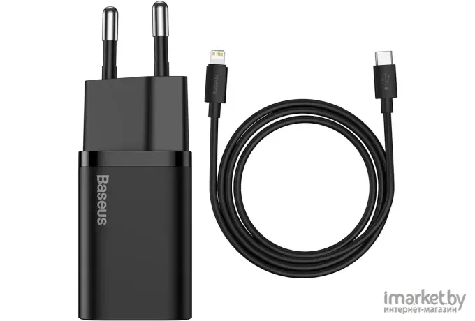 Сетевое зарядное устройство Baseus TZCCSUP-B01 Super Si Quick Charger Type-C 20W (кабель Type-C-Lightning 1m) Black