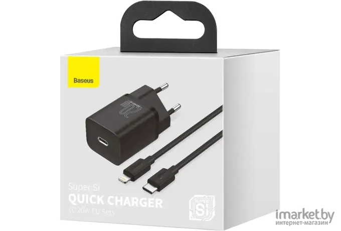 Сетевое зарядное устройство Baseus TZCCSUP-B01 Super Si Quick Charger Type-C 20W (кабель Type-C-Lightning 1m) Black