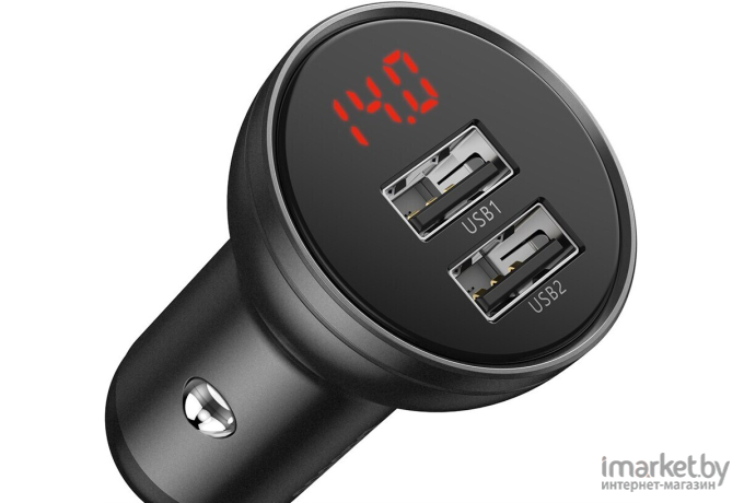 Автомобильное зарядное устройство Baseus CCBX-0G Digital Display Car Charger 2 USB 4.8A 24W Gray