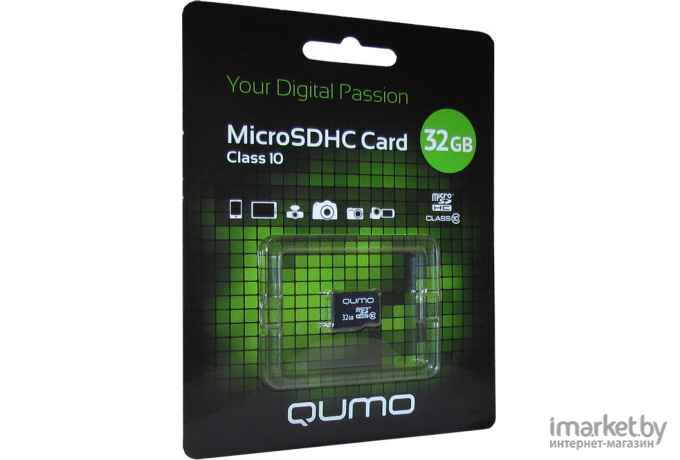 Карта памяти QUMO MicroSDHC 32GB Сlass 10 [QM32GMICSDHC10U1NA]