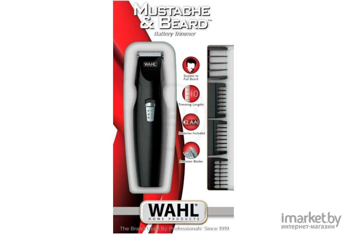 Триммер для волос и бороды Wahl Mustache&Beard Battery Trimmer черный [5606-508]