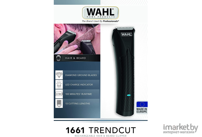 Машинка для стрижки волос Wahl Hair clipper TrendCut Li-Ion rechag черный [1661.0465]