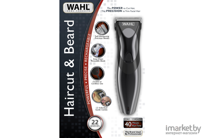 Машинка для стрижки волос Wahl Haircut & Beard Clipper черный [9639-816]