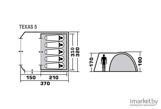 Палатка Jungle Camp Texas 5 зеленый [70828]
