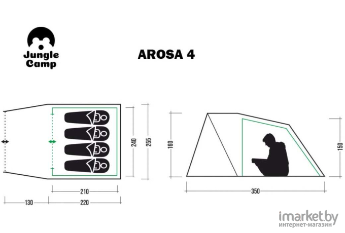 Палатка Jungle Camp Arosa 4 зеленый [70831]