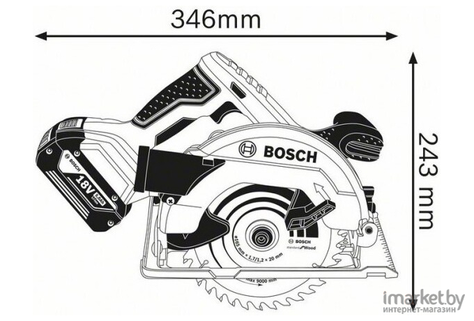 Циркулярная пила Bosch GKS 18V-57 с зарядным GAL 18V-40 [0.615.990.M42]