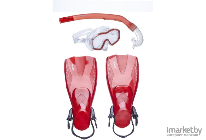 Набор для плавания Atemi маска+трубка+ласты р.28-31 красный [24200]