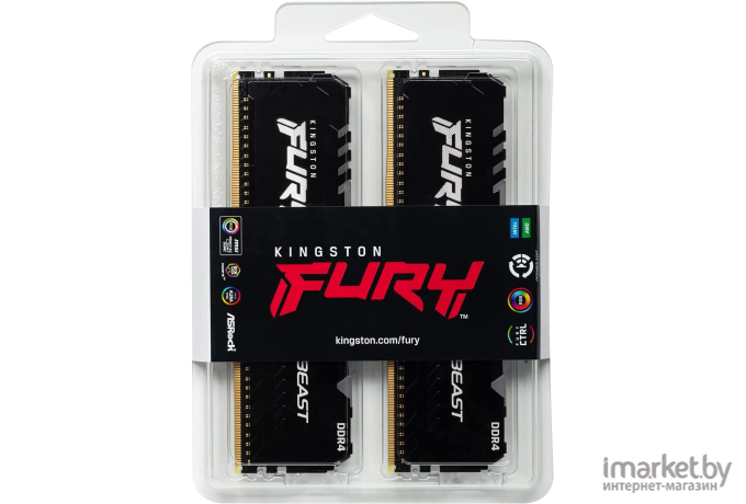 Оперативная память Kingston FURY Beast RGB 2x16GB DDR4 PC4-21300 (KF426C16BB1AK2/32)