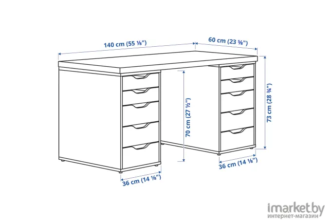 Стол письменный Ikea Лагкаптен / Алекс [594.319.22]