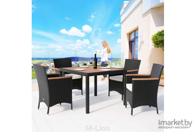 Комплект садовой мебели Afina garden AFM-440 90x90 4Pcs 4+1 Black