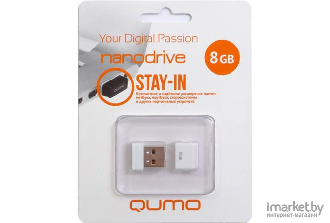 Usb flash QUMO 8GB Nano White [18322]