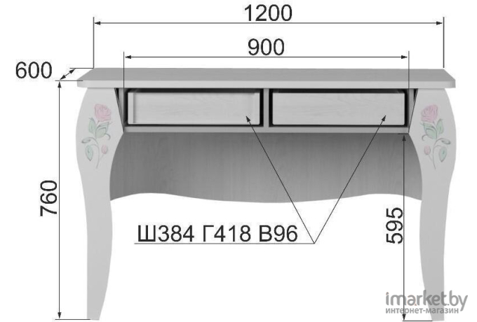 Стол письменный Аквилон Розалия  №12.2 лиственница белая