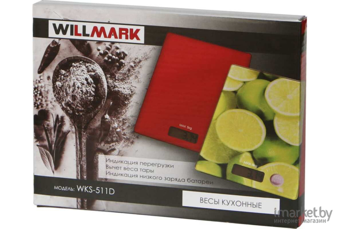 Кухонные весы Willmark WKS-511D красный