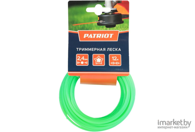 Леска для триммера Patriot D 2,4 мм L 12 м 240-12-3 зеленый