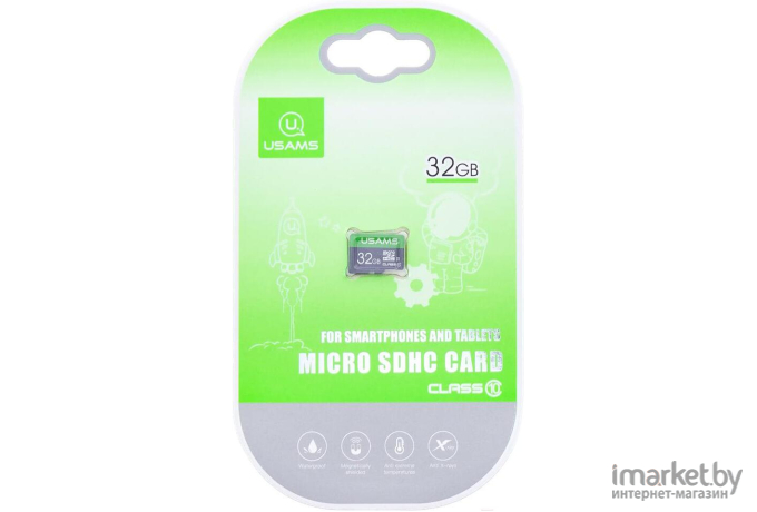 Карта памяти Usams MicroSDHC 32Gb Class 10 зеленый [ZB94TF01]