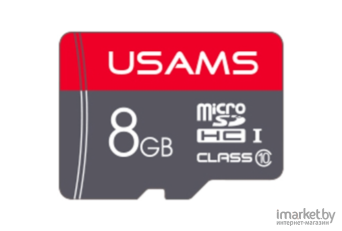 Карта памяти Usams MicroSDHC 8Gb Class 10 US-ZB092 красный [ZB92TF01]