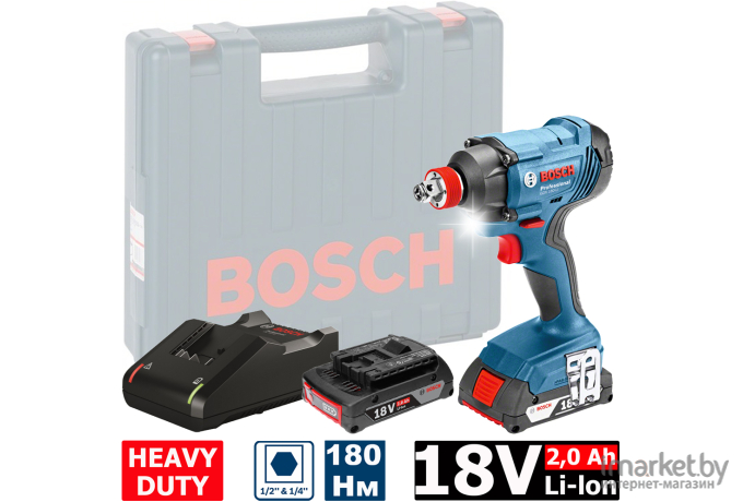 Пневматический гайковерт Bosch GDX 180-LI [06019G5223]