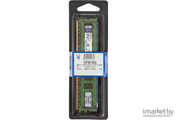 Оперативная память Kingston DDR3 DIMM 4GB PC3-12800 [KVR16R11D8/4]