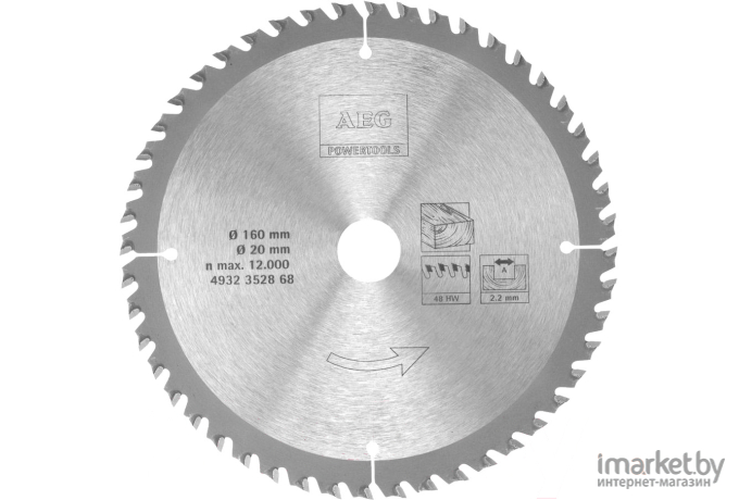 Диск пильный AEG Powertools D 160х20х2,2 мм 48T [4932352868]