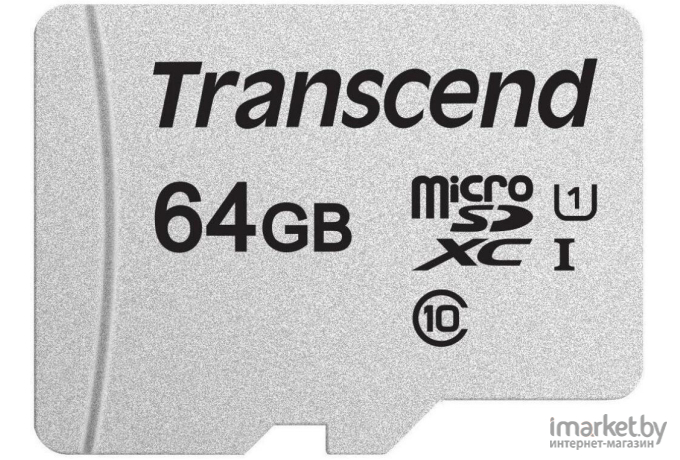 Карта памяти Transcend Флеш microSD 64GB microSDXC Class 10 UHS-I U1, (без адаптера), TLC  TS64GUSD300S