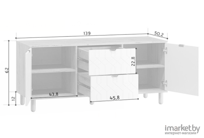 ТВ-тумба Woodcraft Теджонс Time Deco Aquamarine