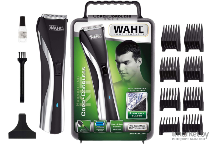 Машинка для стрижки волос Wahl Hybrid Clipper LED storage case черный/белый [9698-1016]