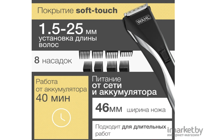 Машинка для стрижки волос Wahl Hybrid Clipper LED storage case черный/белый [9698-1016]