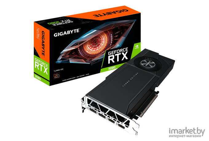 Видеокарта Gigabyte PCIE16 RTX3080 10GB LHR [GV-N3080TURBO-10GD 2.0]