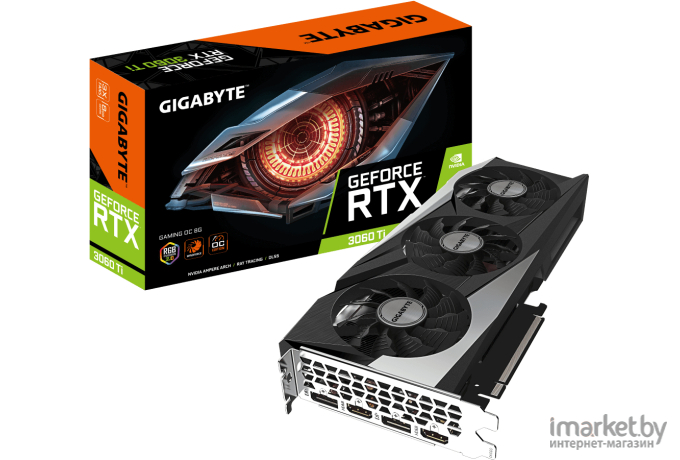 Видеокарта Gigabyte PCIE16 RTX3060TI 8GB LHR [GV-N306TGAMING OC-8GD 2.0]