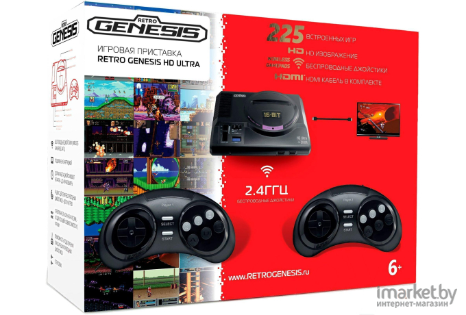 Игровая приставка Retro Genesis SEGA HD Ultra + 225 ZD-06b 2 джойстика [ConSkDn73]