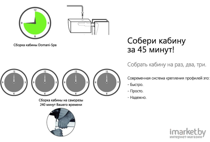 Душевая кабина Domani-Spa Simple 99 high с крышей белое прозрачное (DS01Sm99HWCl00)