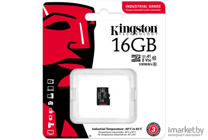 Карта памяти Kingston microSDHC 16Gb Class10 [SDCIT2/16GB]