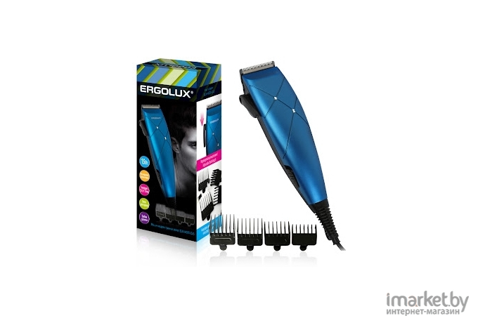 Машинка для стрижки волос Ergolux ELX-HC05-C45 черный/синий