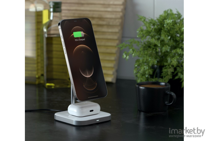 Беспроводное зарядное устройство Satechi Magnetic 2-in-1 Wireless Charging Stand серый космос [ST-WMCS2M]