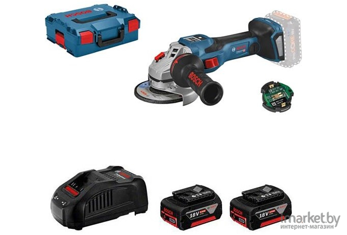 Угловая шлифмашина Bosch GWS 18V-15 SC L-BOXX + 2 аккумулятора, зарядное [06019H6100A2]