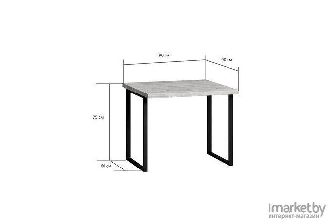 Стол обеденный Loftyhome Годмар Квадро Мрамор Сноу с белым основанием [1627062]