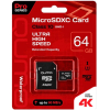 Карта памяти QUMO MicroSDXC 64GB Сlass 10 UHS-I ,3.0 без адаптера SD [QM64GMICSDXC10U1NA]