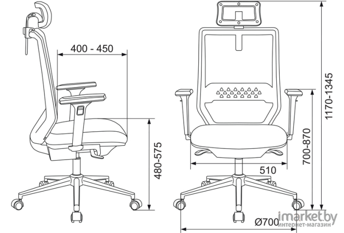 Офисное кресло Бюрократ MC-W612N-H  TW-04 38-417 темно-серый/белый [MC-W612N-H/DG/417G]