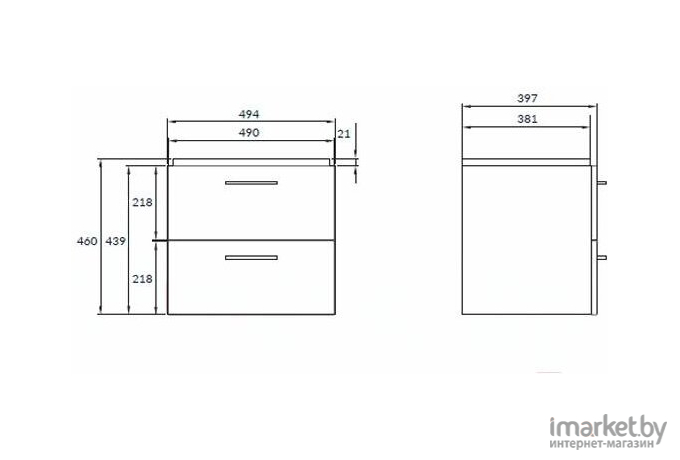 Тумба под умывальник Cersanit Lara 50 [SB-SZ-LARA-CO50/Wh]