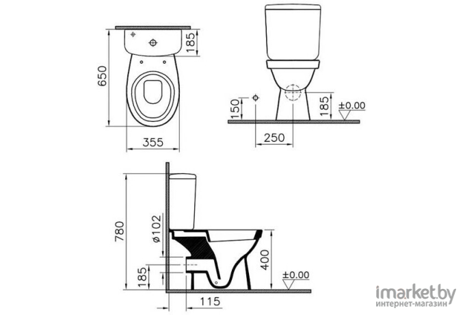 Унитаз Vitra Norm Fit сиденье термопласт с микролифтом, механизм смыва 3/6 л [9844B099-7200]