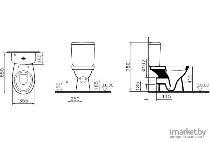 Унитаз Vitra Norm Fit сиденье термопласт с микролифтом, механизм смыва 3/6 л [9844B099-7200]