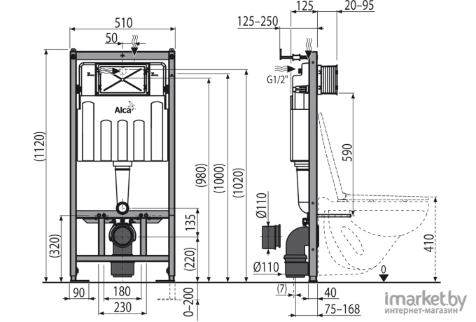 Унитаз подвесной Creavit Tetra с инсталляцией + сиденье + панель M570 белая [TP326-11CB00E-0000+KC2103.01.0000E+AM101/1120+M570]