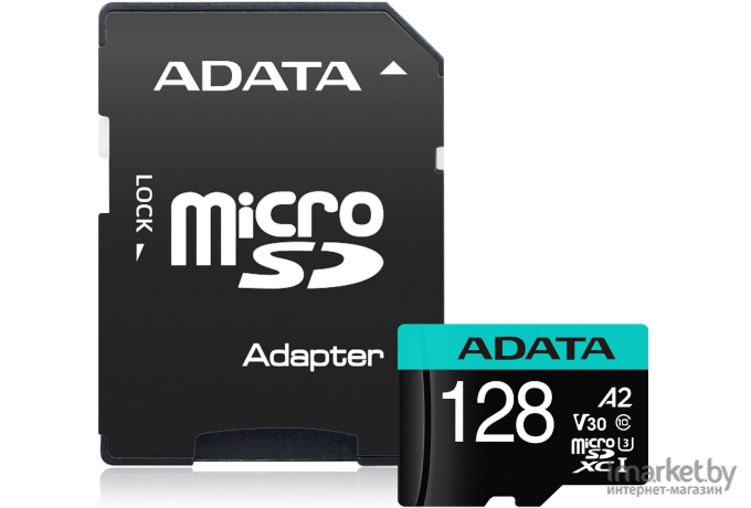 Карта памяти A-Data MICRO SDXC 128GB W/AD [AUSDX128GUI3V30SA2-RA1]
