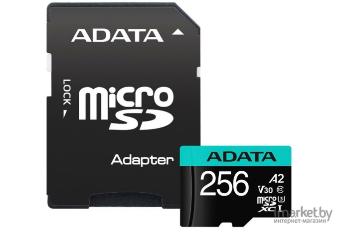 Карта памяти A-Data MICRO SDXC 256GB W/AD [AUSDX256GUI3V30SA2-RA1]