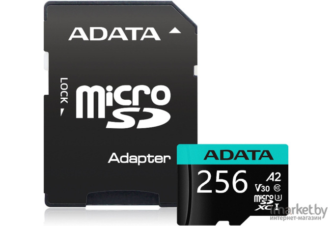 Карта памяти A-Data MICRO SDXC 256GB W/AD [AUSDX256GUI3V30SA2-RA1]