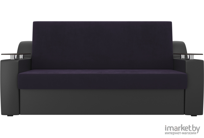 Диван Mebelico Сенатор 215 велюр/экокожа 120 фиолетовый+черный