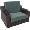 Кресло-кровать Лига Диванов Сенатор 80 велюр/экокожа бирюзовый/коричневый (106500)