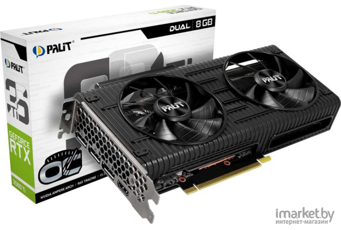 Видеокарта Palit GeForce RTX 3060TI DUAL 8G LHR [NE6306T019P2-190AD_BULK]