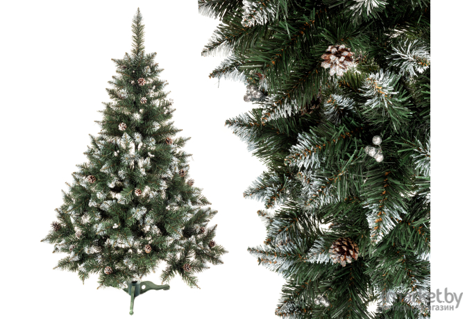 Новогодняя елка Ritm Сказка серебристая с белыми концами 1.5 м зеленый [ЯШС150]
