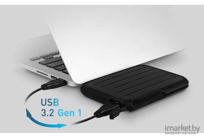 Внешний жесткий диск HDD Silicon-Power External 1.0Tb Armor A66 черный/синий [SP010TBPHD66SS3B]